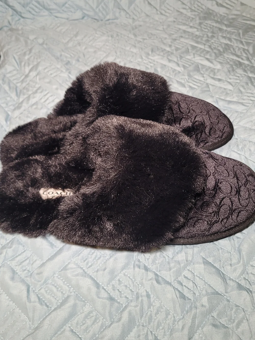 Coach Black Faux-Fur Wrap